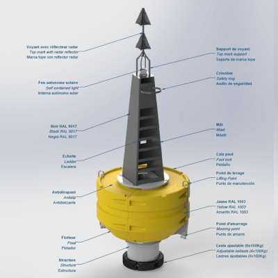 Bouée navigation maritime Diamètre 2600 pour projet exposé off shore